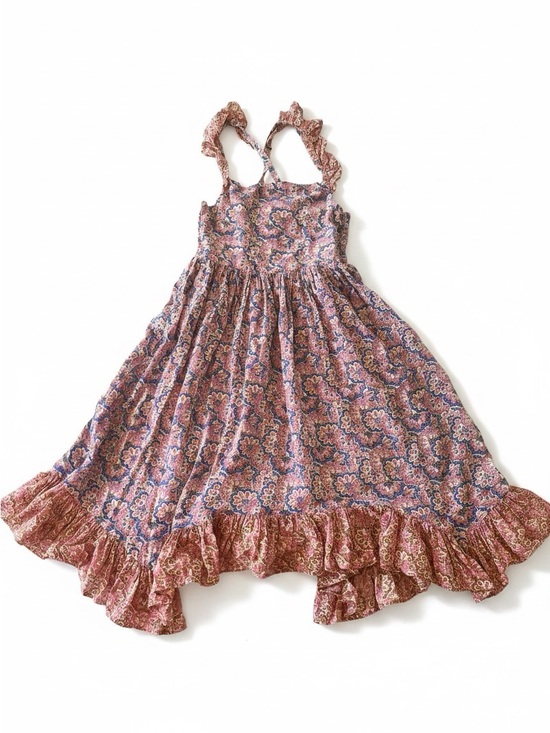 Mini Boden Other - Mini Boden Mauve Pink Blue Floral Ruffle Crossback Strap Sundress